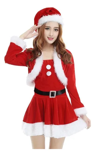 Traje De Traje De Papá Noel Para Mujer, Ropa S Manga Larga