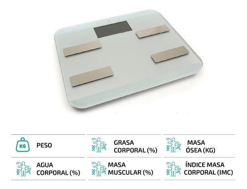 Imagen 5 de 8 de Balanza De Baño Inteligente Personal 180kg Electronica Gris