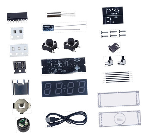Kit De Relógio Digital Diy Smart 0603rgb Beads Diy Com Capa