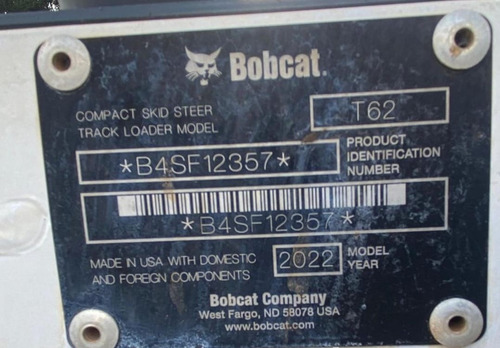 2022 Bobcat Mini Cargador Frontal T62 Maquinaria
