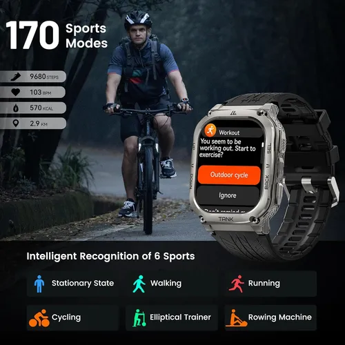 Reloj Inteligente Kospet Tank M3 C/ Bluetooth 1.96 Plateado