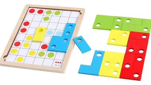 Juego Madera Tetris Figuras Puzzle Montessori Block Game 