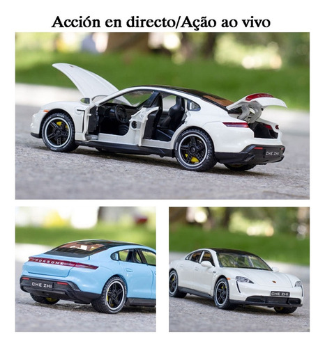 Porsche Taycan Miniatura Metal Coche Con Luces Y Sonido 1/32