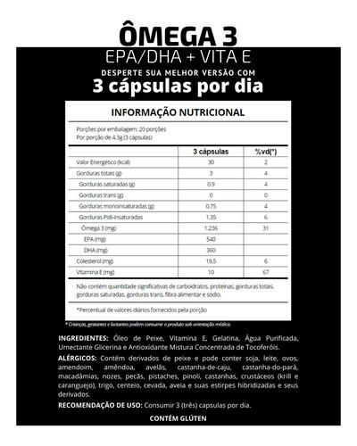 Kit 2 Suplemento Alimentar Ômega 3 Epa/dha Vita E Renova Be Sabor Sem sabor