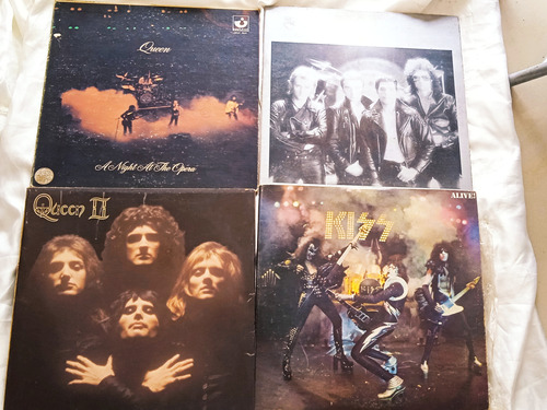 Combo (4) Discos Estilo Vinyl Del Grupo Queen Y Kiss