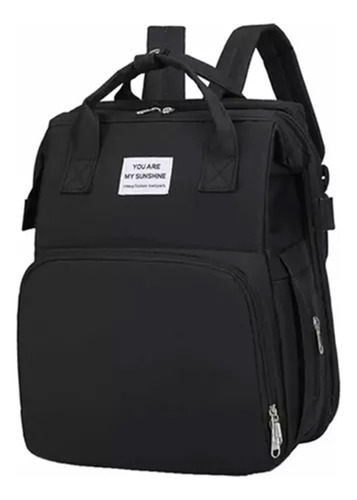 Mochila Maternal Con Cuna Cambiador Y Conexión Usb Color Negro