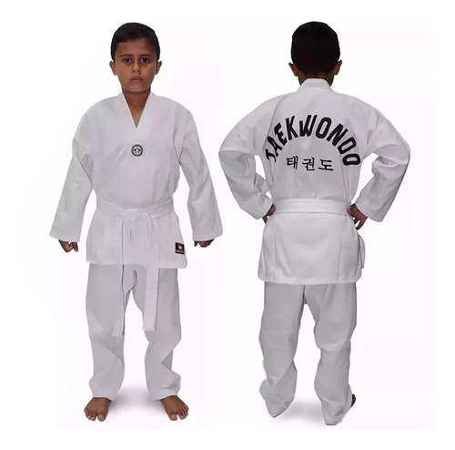 Dobok Taekwondo Brim Leve Infantil + Faixa Branca Kimono