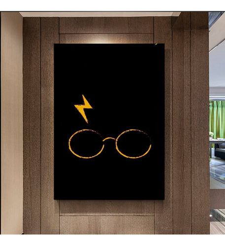 Cuadro Decorativo Harry Potter Simbolo Fondo Negro 40x60cm  