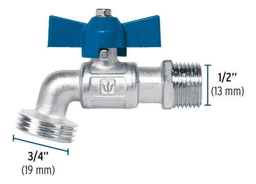 Llave Foset Esfera Laton Niquelado Tipo Mariposa