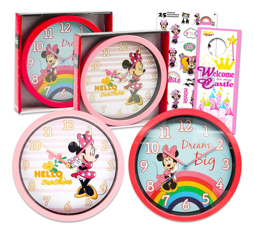 Minnie Mouse - Juego De Reloj De Pared, Paquete De Decoració
