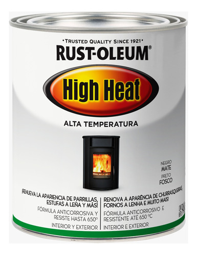 Pintura Alta Temperatura Negro Mate 0,946 Litro Rust Oleum