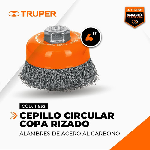 Cepillo Alambre Carda Copa Ondulada 4 Pulgadas Truper