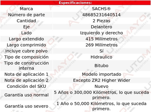 Juego 2 Amortiguadores Del Sachs® S10 4wd L4 2.0l 83-84