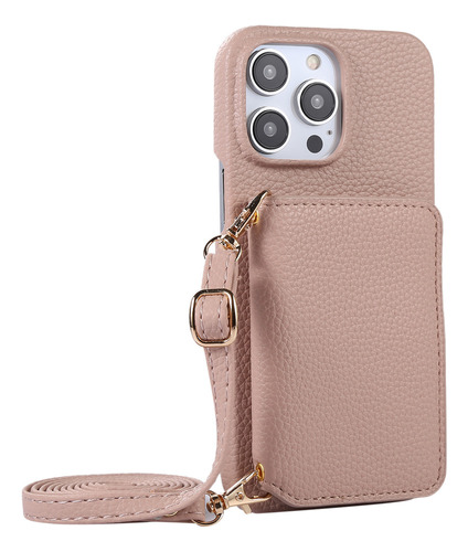 Funda De Piel Holgada Para iPhone Lanyard Wallet Cards