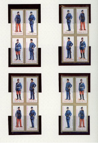 Sellos Post. De Chile. Uniformes Militares De Chile, De 1879