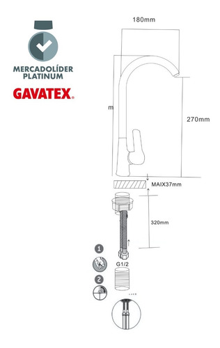 Grifería Gourmet Cocina Canilla Monocomando Premium Gx