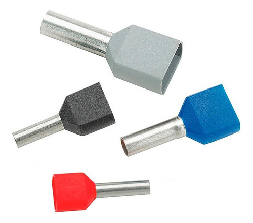 Kit 400x Terminal Tubular Ilhós Duplos 1,0 / 1,5 / 2,5 / 4mm