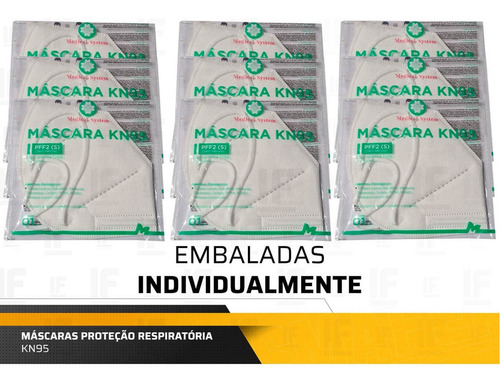 Kit 20 Máscaras Respiratória Proteção Facial 5 Camadas Kn95