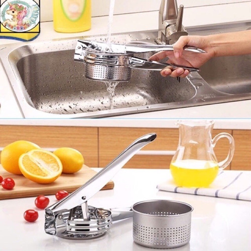 Exprimidor Puré De Papas Jugos Juguera Manual Acero Inox.