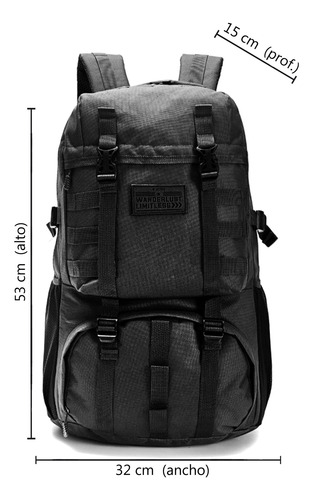 Mochila Táctica, Wanderlust 21 , Camping, Trekking - 13827 Negro