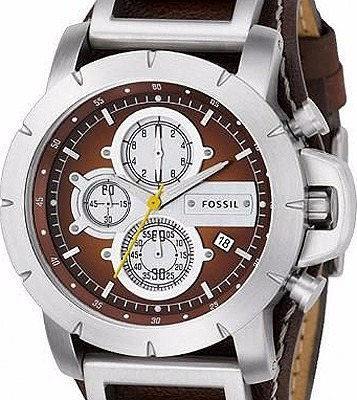 Reloj Fossil Mod. Jr1157 Plateado Correa Cafe Para Hombre