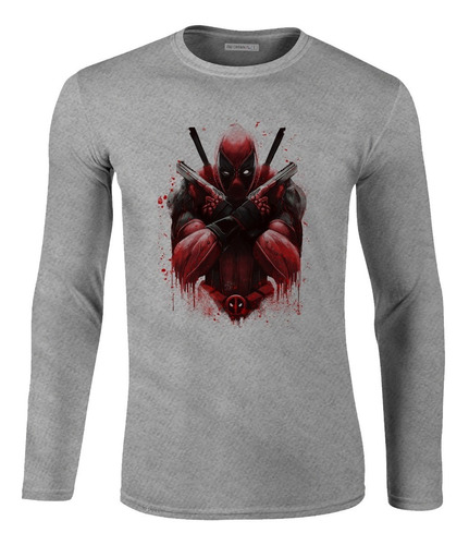 Camiseta Manga Larga Camibuso Deadpool Arte Sangre Ikl