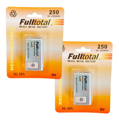 2baterias Recargables 9v Full Total 250mah Niquel Metal