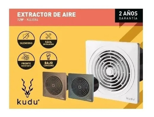 Extractor De Aire Para Baño Y Cocina Kudu 4 Pulgadas Blanco
