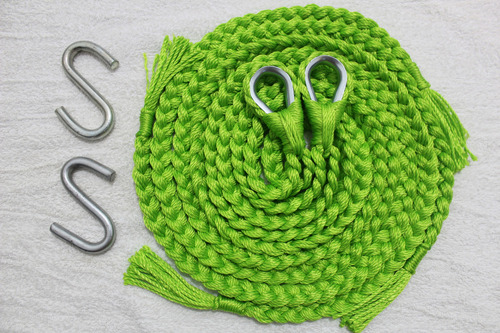 Soga Cuerda Para Hamaca Incluye Par De S Metalica Negra Color Verde Neon Color
