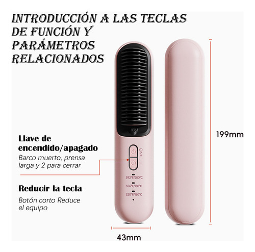 Peine Alisador De Cabello Inalámbrico Portátil Recargable