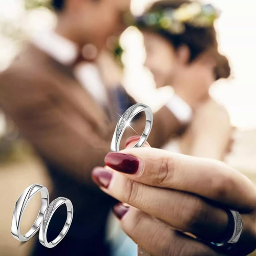 1 Par 925 Anillos Ajustables Para Parejas,para San Valentín