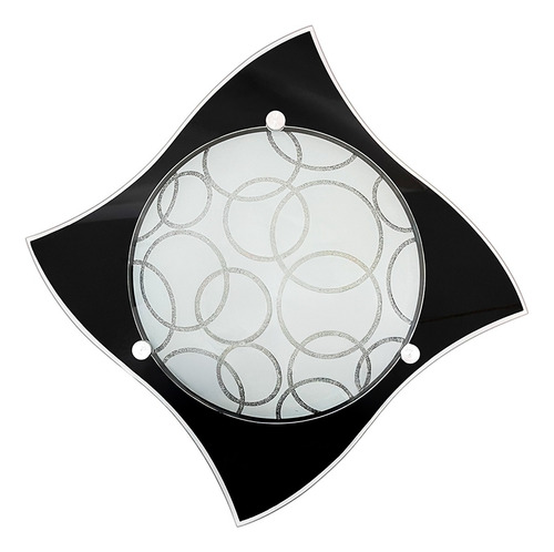 Lampara De Techo Luz Ideal, Plafón Pañuelo Negro. Circulos