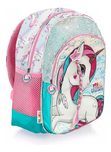 Mochila Escolar Espalda Grande Unicornio Trenza Original Infantiles Bolso Mochilas Escolares Jardin Pulgadas Bolsillos Porta Botella Pvc Reforzada Colgar Con Relieve Primaria