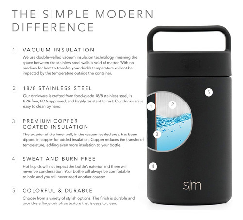 Termo Simple Modern Aislado De Acero Inoxidable P/alimentos