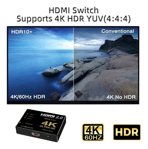 Switch Hdmi 2.0 4k 60hz Hdr Compatible Con Ps5 Xbox Series