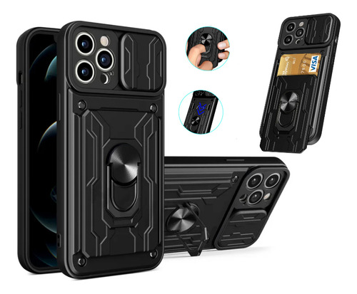 Capa Case Cartão Anti Impacto Com Anel 360 iPhone 16 Pro Max