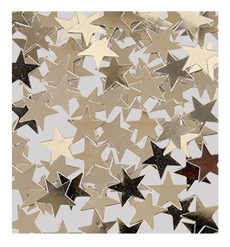Confetti Metalizado Estrellas Iridiscentes Plata Paquete X 1