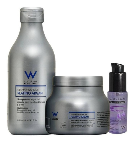 Kit Hair Therapy - Platino Argan - Shampoo Mascara Y Pearl