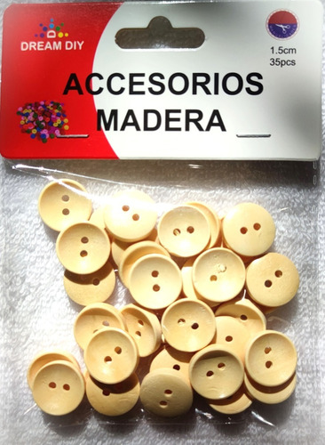 175 Botones De Madera Amarillos 1.5 Cm (5 Bolsas)