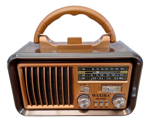 Radio Recargable Fm/am/sw Bluetooth Usb Inalámbrica Cafe Obscuro