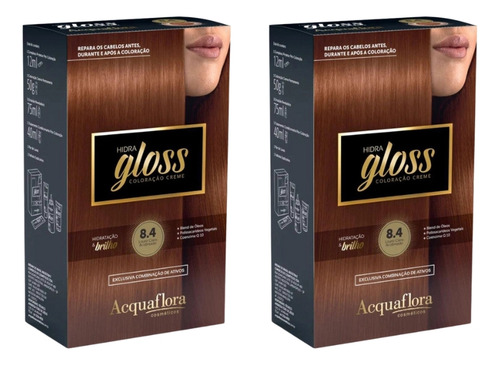 Coloraçao Acquaflora Hidra Gloss 8.4 Louro Cl Acob-kit C/2un