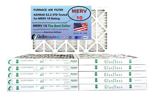 Glasfloss 20x20x2 Merv 10 Filtro Plisado Para Horno Ac (paqu