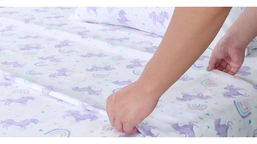 Set Sabanas Individual Unicornio Niñas 3 Piezas Microfibra Diseño De La Tela Dibujo