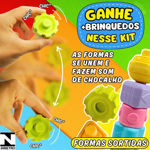Kit Brinquedo Encaixe Para Bebê Turminha Pop + Cubo 7 Em 1