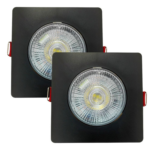 Kit 02 Spot Led Authentic Preto Direcionável Embutir 5w 6500 Cor Branco-frio 110V/220V