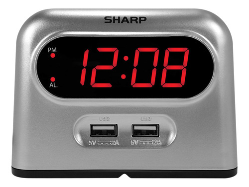 Sharp Reloj Despertador Digital 2 Puerto Usb Carga Rapida Ma