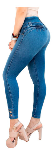 Jeans Mujer Pantalón Colombiano Mezclilla Strech Push Up 908