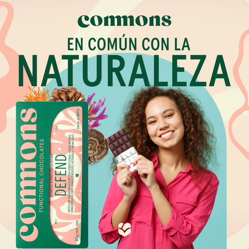 Commons Chocolate Organico Defend 100gr Kit X5 Cacao Hongos