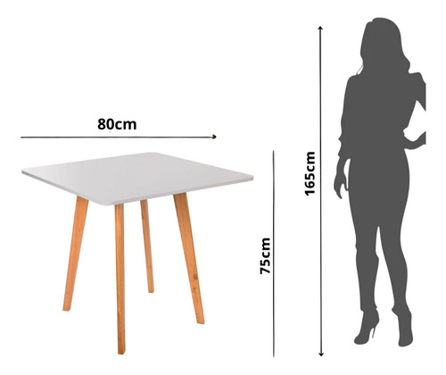 Mesa Jantar Wood Leda 80cm Quadrada Madeira Mdf Tx Hf