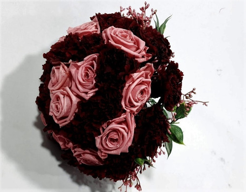 Buquê Noiva Flores Naturais Preservadas Rosas Cravo Marsala | Parcelamento  sem juros